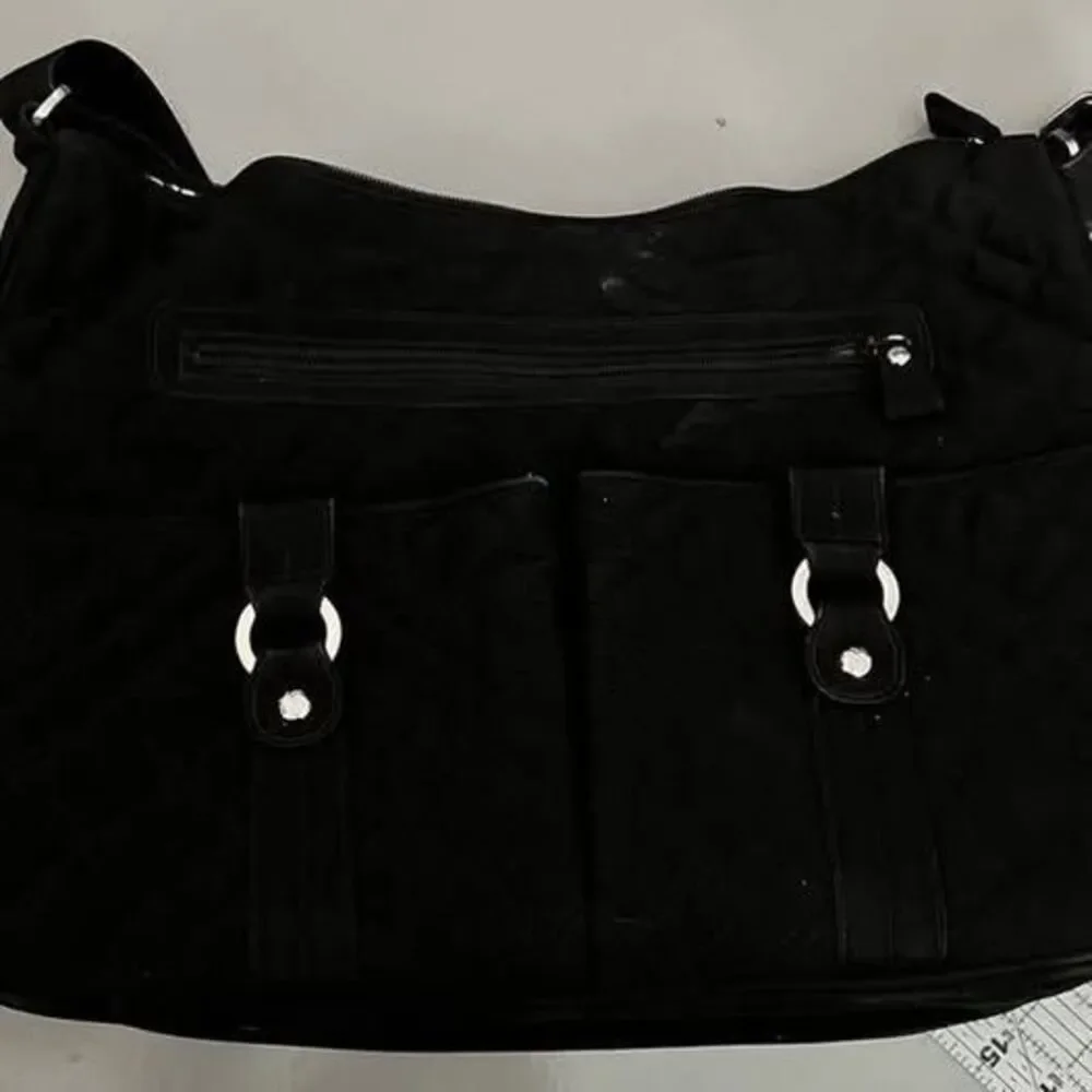 Vera Bradley Black Diaper Bag With Zebra Striped Lining
